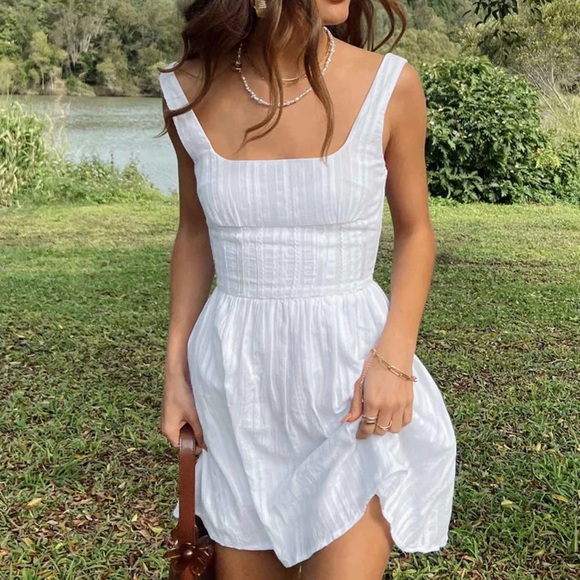 PRINCESS POLLY LORINDA MINI DRESS WHITE LOW IMPACT - Picture 1 of 6